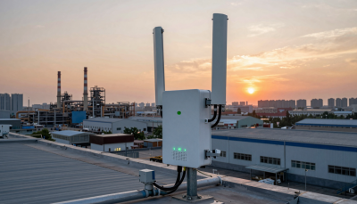LoRaWAN gateway installed on industrial rooftop